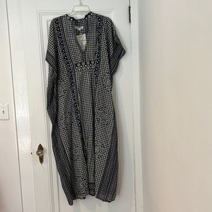 Emerson Fry India Collection Navy and White Caftan, New With Tags